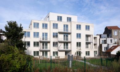 Vue du bâtiment depuis le jardin commun