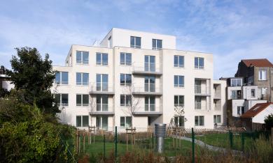 Vue du bâtiment depuis le jardin commun