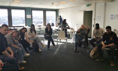 Photo du groupe de travail sur les rénovations en milieu habité - Foto van de werkgroep over renovaties in bewoonde omgevingen